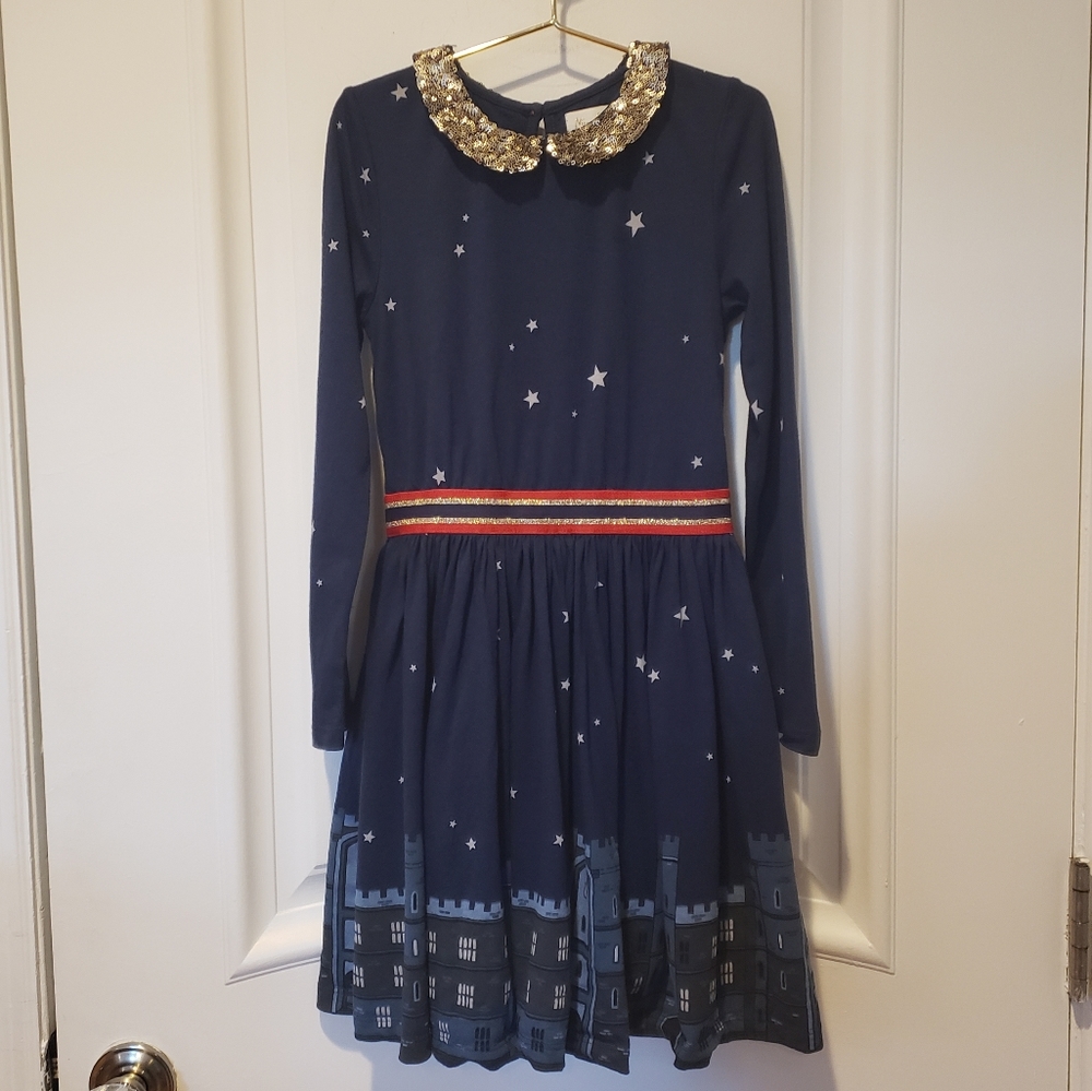 Mini Boden Sparkle Collar navy castle dress